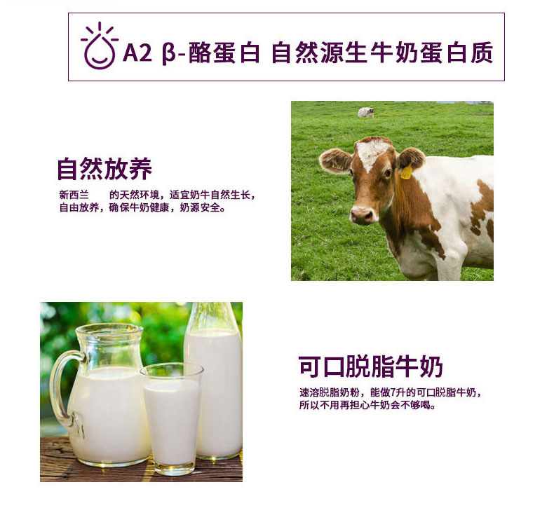 澳大利亚 a2 成人奶粉 青少年学生中老年高钙牛奶粉1kg/袋 脱脂 (新包装)